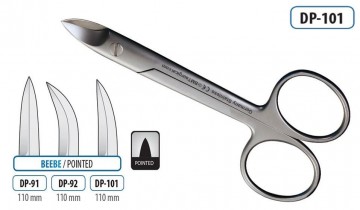 SCISSORS BEEBE SHARP CURVED 110MM