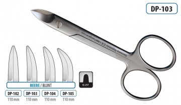 SCISSORS BEEBE BLUNT CURVED 110MM
