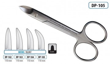 SCISSORS BEEBE BLUNT CURVED 110MM